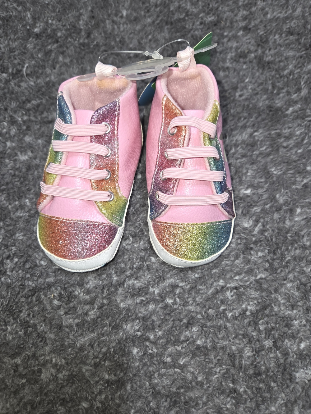 Baby Pink Glitter Rainbow Slip-On Sneakers